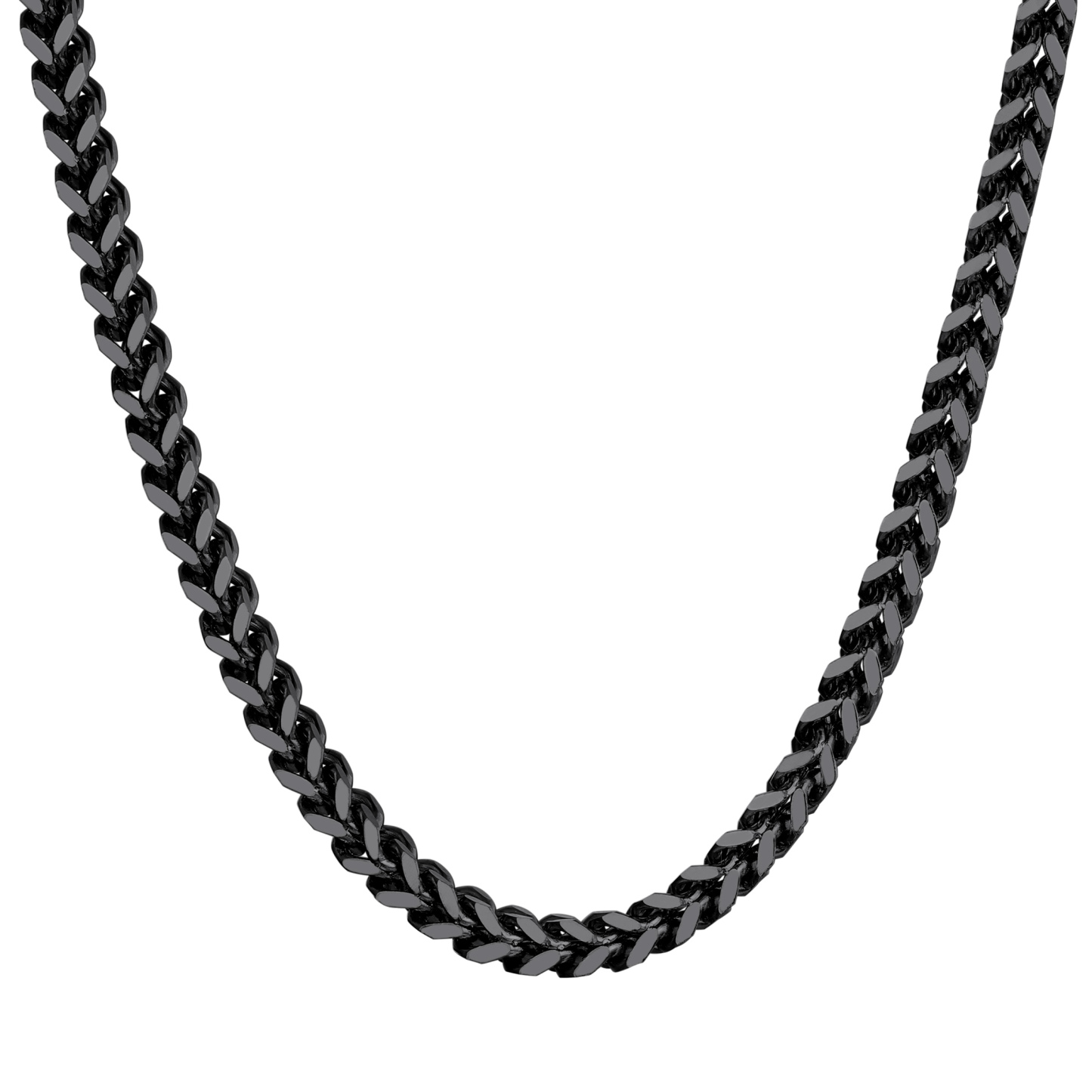 4.5mm Stainless Steel Franco Chain Necklace in Black Plated