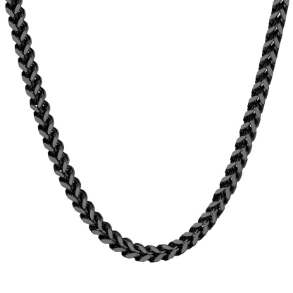 4.5mm Stainless Steel Franco Chain Necklace in Black Plated