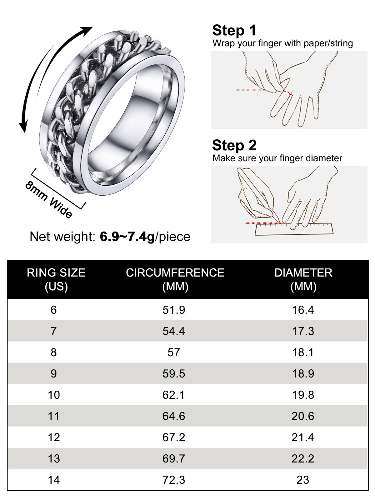 Rotating-Stainless-Steel-Chain-Link-Ring---Dad-Gift