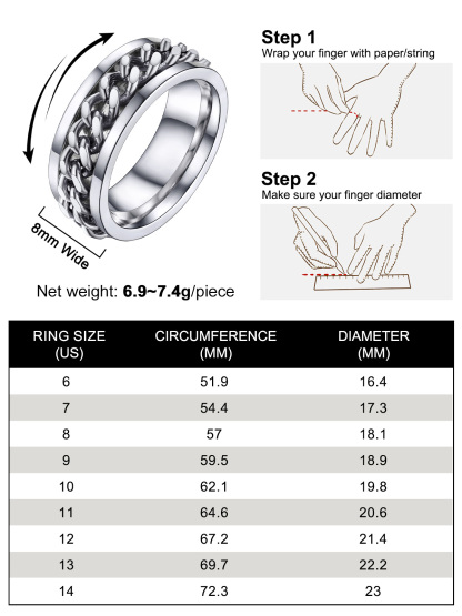 Rotating-Stainless-Steel-Chain-Link-Ring---Dad-Gift