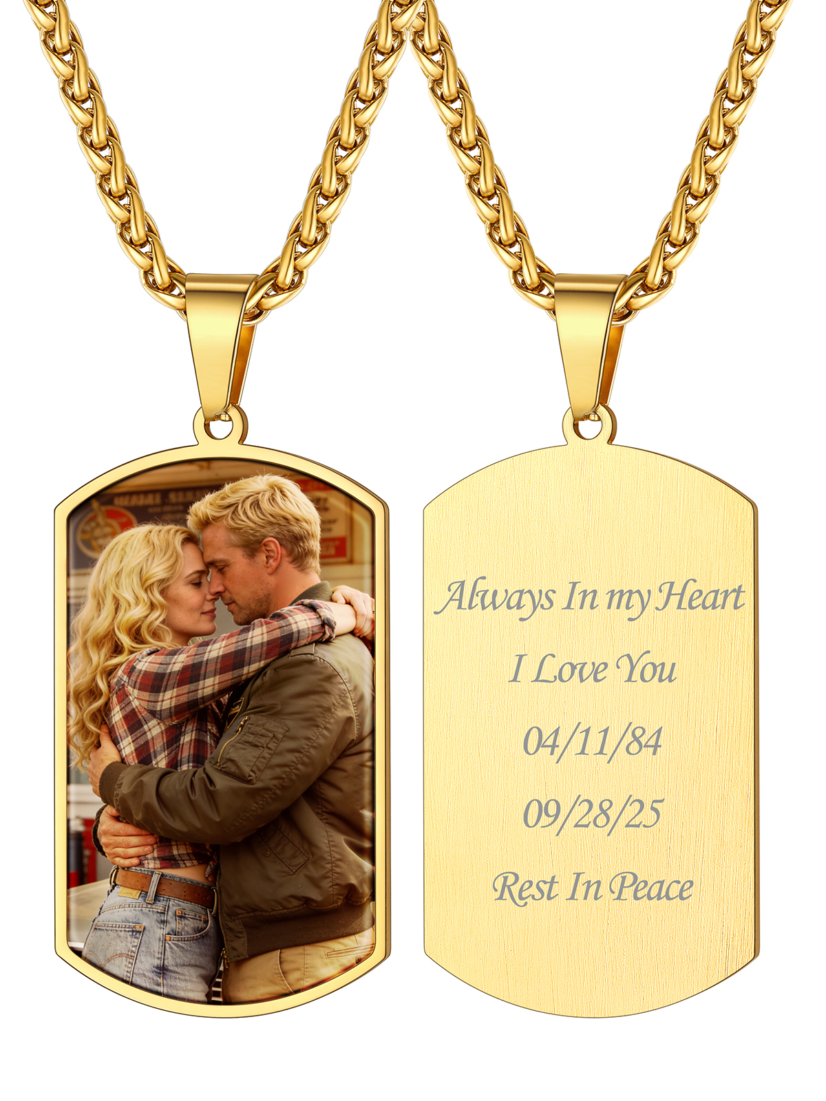 Personalized Stainless Steel Dog Tag Necklace - Custom Photo & Engraving