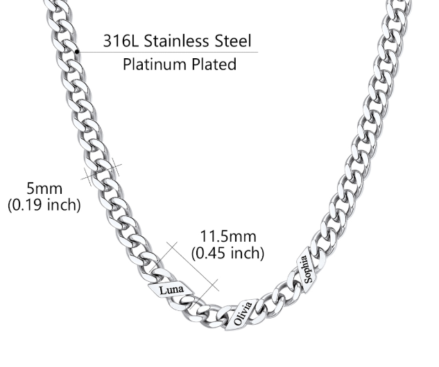 1-6 Names Stainless Steel Engraved Cuban Chain Necklace for Women