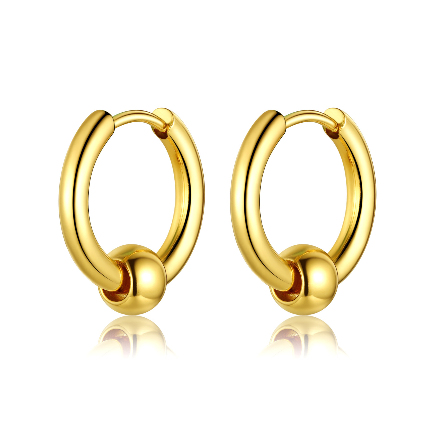 2.5mm Stainless Steel Hoops with 6mm Beads Earrings