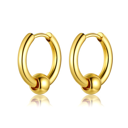 2.5mm Stainless Steel Hoops with 6mm Beads Earrings