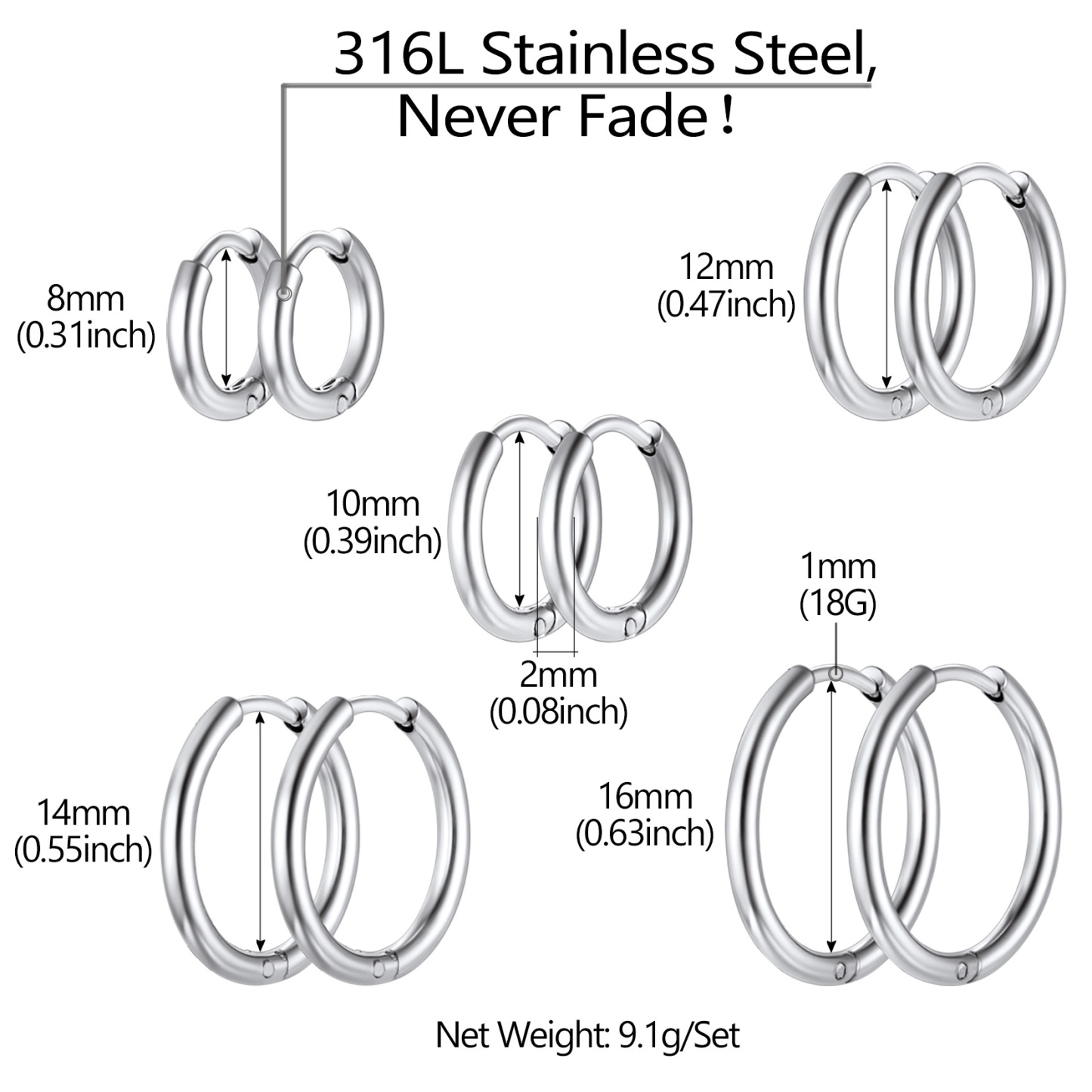 Small Huggie Hoop Earrings for Men Women