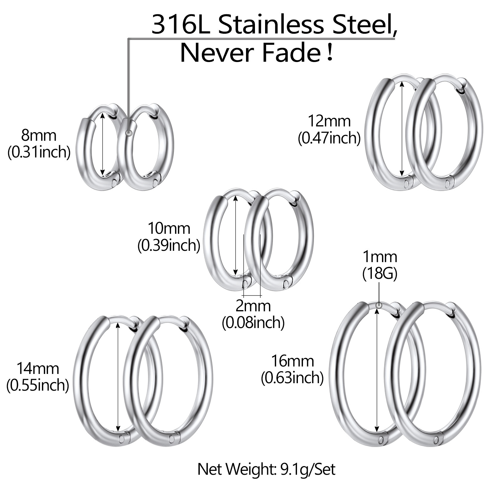 Small Huggie Hoop Earrings for Men Women
