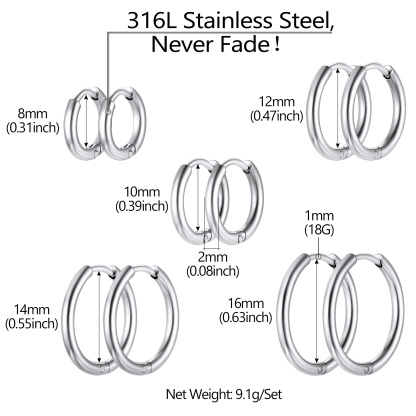 Small Huggie Hoop Earrings for Men Women