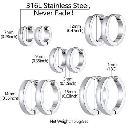 Classic Stainless Steel Hoop Earrings for Men