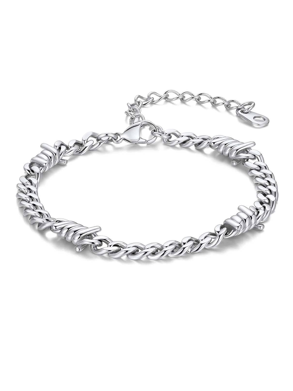 Stainless Steel 5-9mm Cuban Link Thorn Bracelet for Men