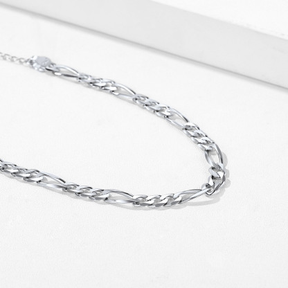 5mm 925 Sterling Silver Figaro Chain Anklet, Silver-01