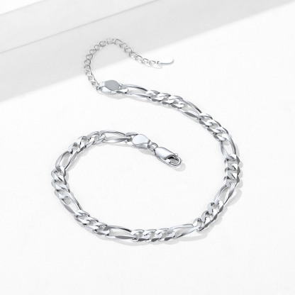 5mm 925 Sterling Silver Figaro Chain Anklet, Silver-03