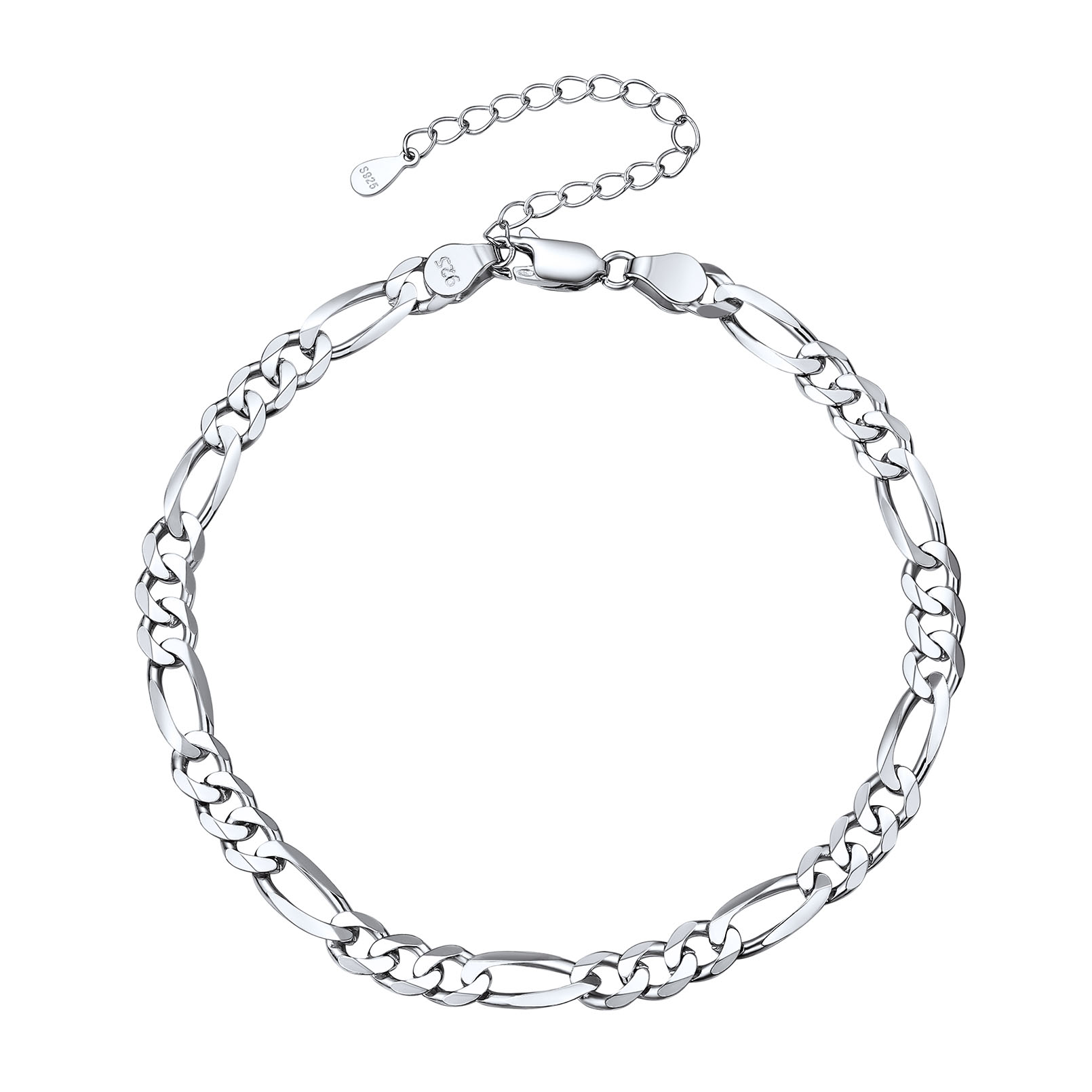 5mm 925 Sterling Silver Figaro Chain Anklet