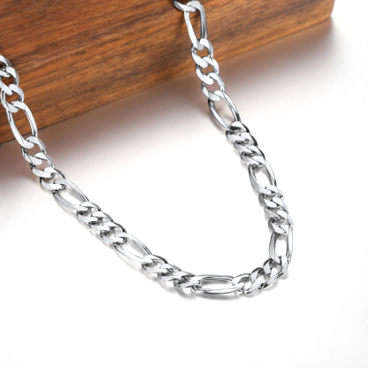 5mm 925 Sterling Silver Figaro Chain Necklace, Silver-01