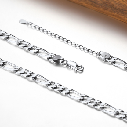 5mm 925 Sterling Silver Figaro Chain Necklace, Silver-02