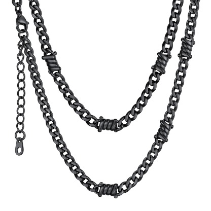 9mm Barbed Wire Cuban Link Chain for Men