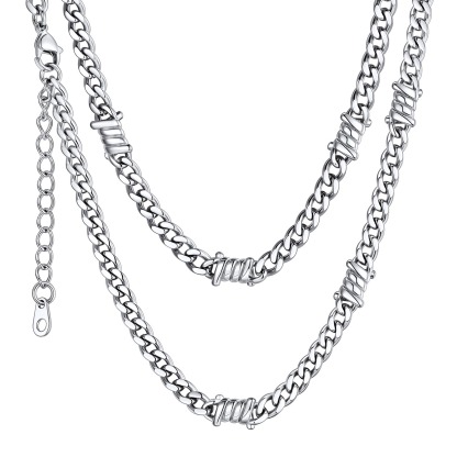 9mm Barbed Wire Cuban Link Chain for Men