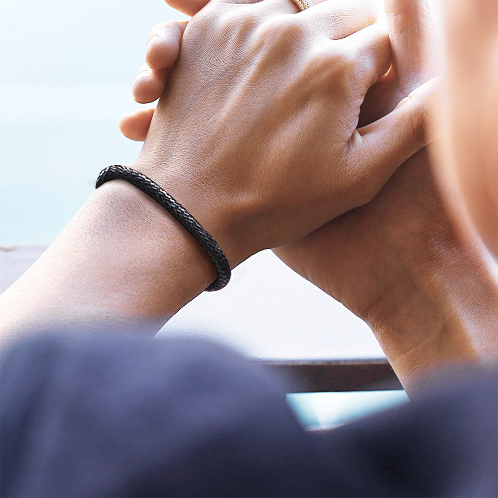 5mm Black Braided Leather Chain Bracelet for Men - Mens Holiday's Gift-02