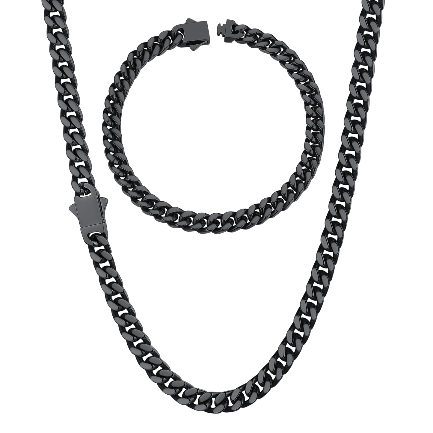 5/7/9/12mm Miami Cuban Link Chain & Bracelet Set for Him