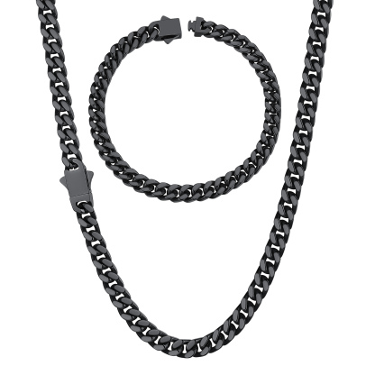5/7/9/12mm Miami Cuban Link Chain & Bracelet Set for Him
