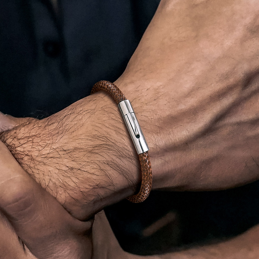 5mm Brown Braided Leather Chain Bracelet for Men - Mens Holiday's Gift