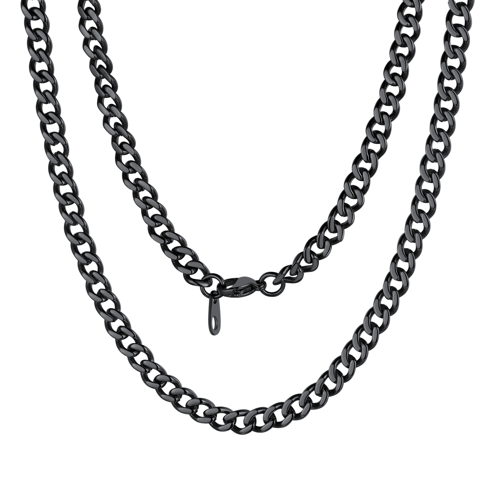 5mm Cuban Chain Necklace in Black Plated