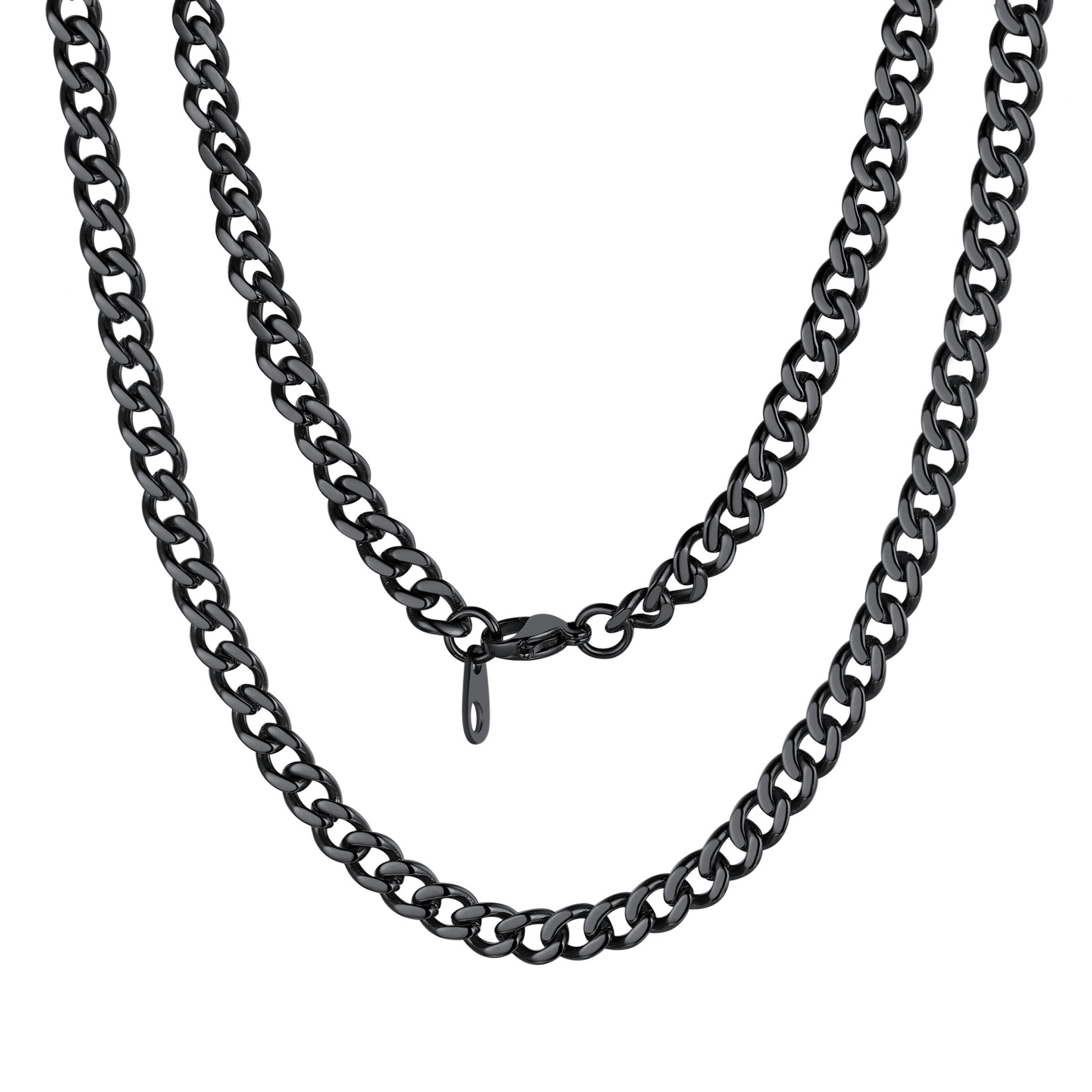 5mm Cuban Chain Necklace in Black Plated