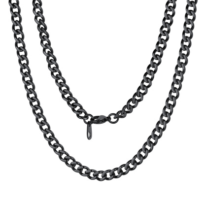 5mm Cuban Chain Necklace in Black Plated