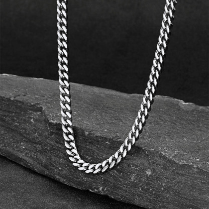 5mm Cuban Link Chain Necklace, Stainless Steel-01