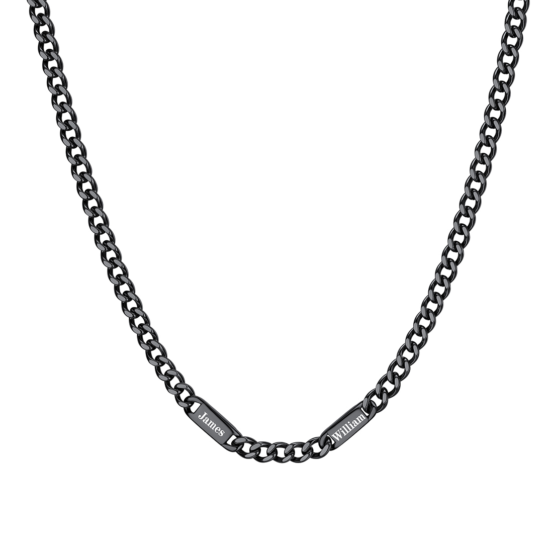 5mm Custom 2 Name Cuban Chain Necklace in Black Plated