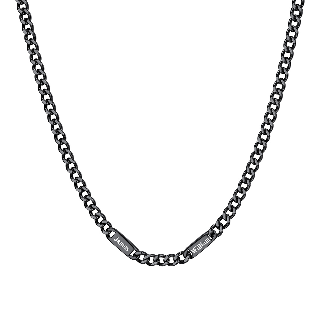 5mm Custom 2 Name Cuban Chain Necklace in Black Plated