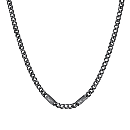 5mm Custom 2 Name Cuban Chain Necklace in Black Plated