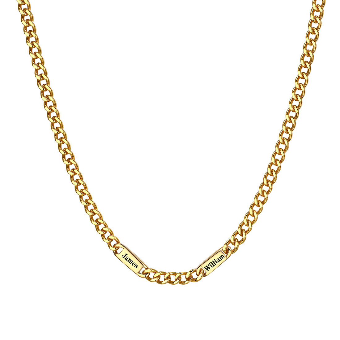 5mm Custom 2 Name Cuban Chain Necklace in Gold Plated