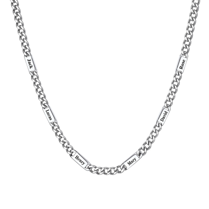 5mm Custom 6 Name Cuban Chain Necklace in Stainless Steel