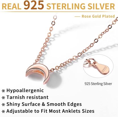 Sterling Silver Dainty Small Moon Ankle