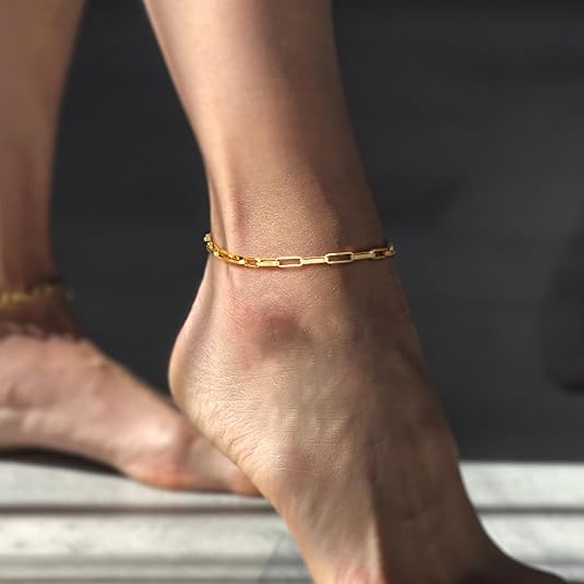 18K Gold Paperclip Chain Anklet