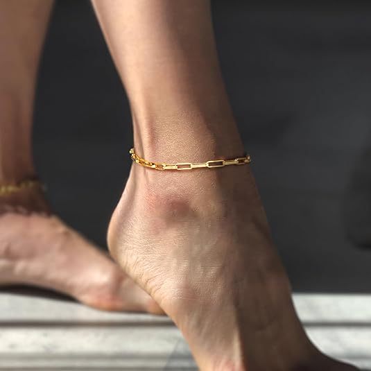 18K Gold Paperclip Chain Anklet