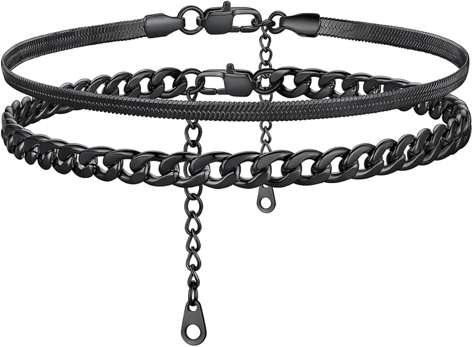 Adjustable Ankle Bracelet Set 316L Steel Gold Plated