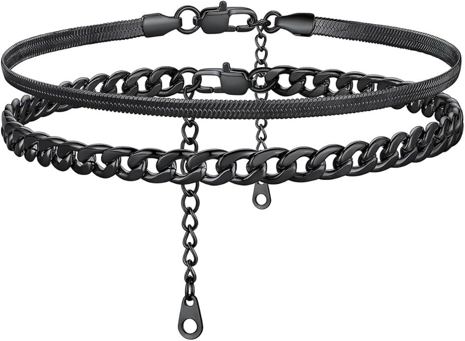 Adjustable Ankle Bracelet Set 316L Steel Gold Plated