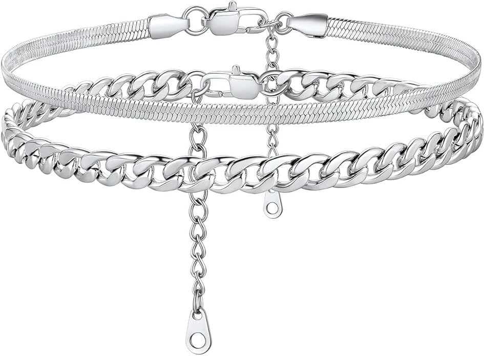 Adjustable Ankle Bracelet Set 316L Steel Gold Plated