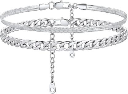 Adjustable Ankle Bracelet Set 316L Steel Gold Plated