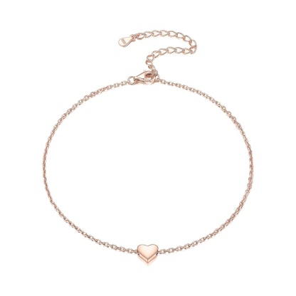 Rose Gold Dainty Heart Anklet for Women, sterling silver jewlery, heart jewelry, sterling silver anklet, gift idea
