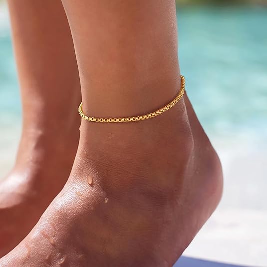 Box Chain Anklet for Women 3mm