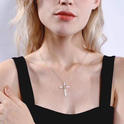 Birthstone Infinity Cross Pendant Necklace for Women model