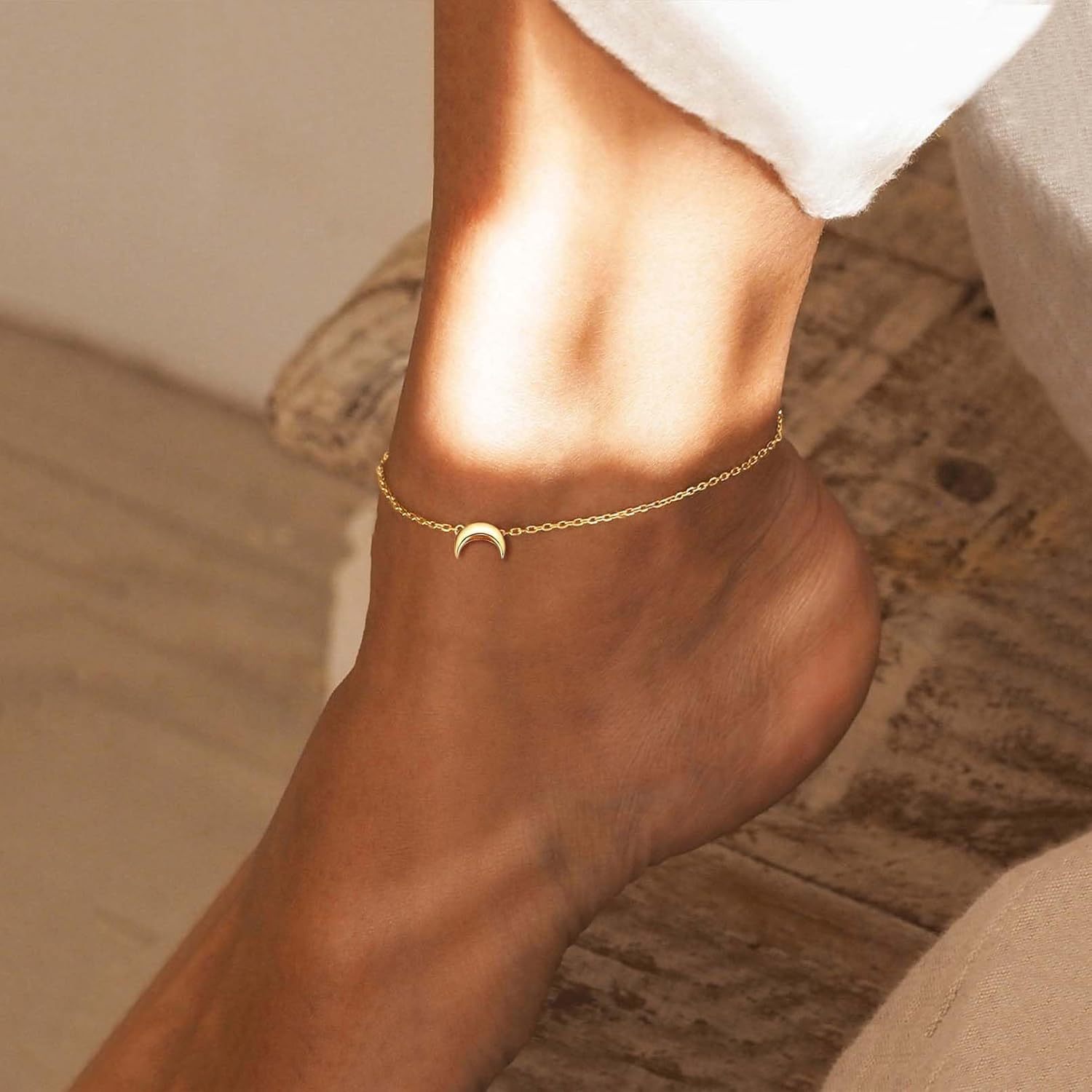 Dainty Small Moon Ankle  for Women