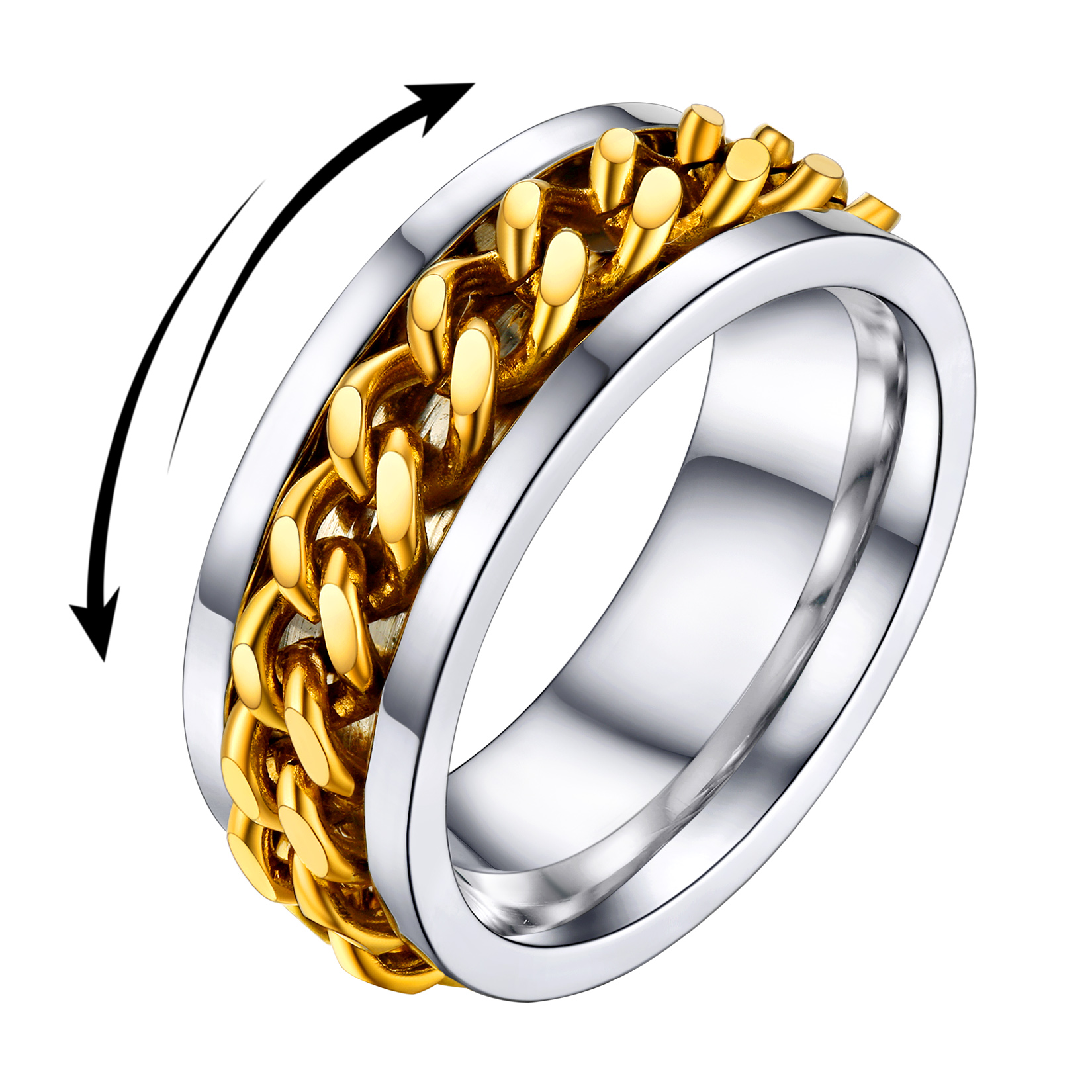Rotating-Stainless-Steel-Chain-Link-Ring---Dad-Gift
