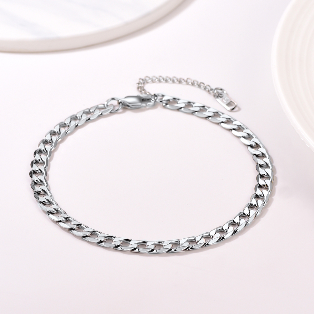 6mm Stainless Steel Cuban Chain Anklet, Stainless Steel