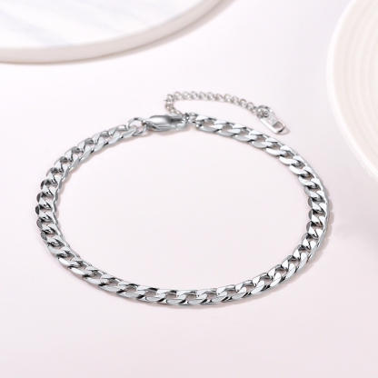 6mm Stainless Steel Cuban Chain Anklet, Stainless Steel