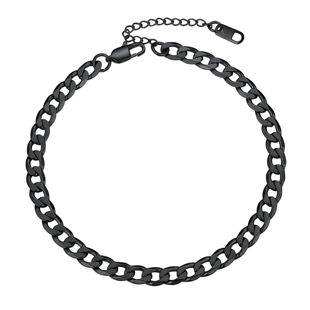 6mm Stainless Steel Cuban Chain Anklet in Black Plated