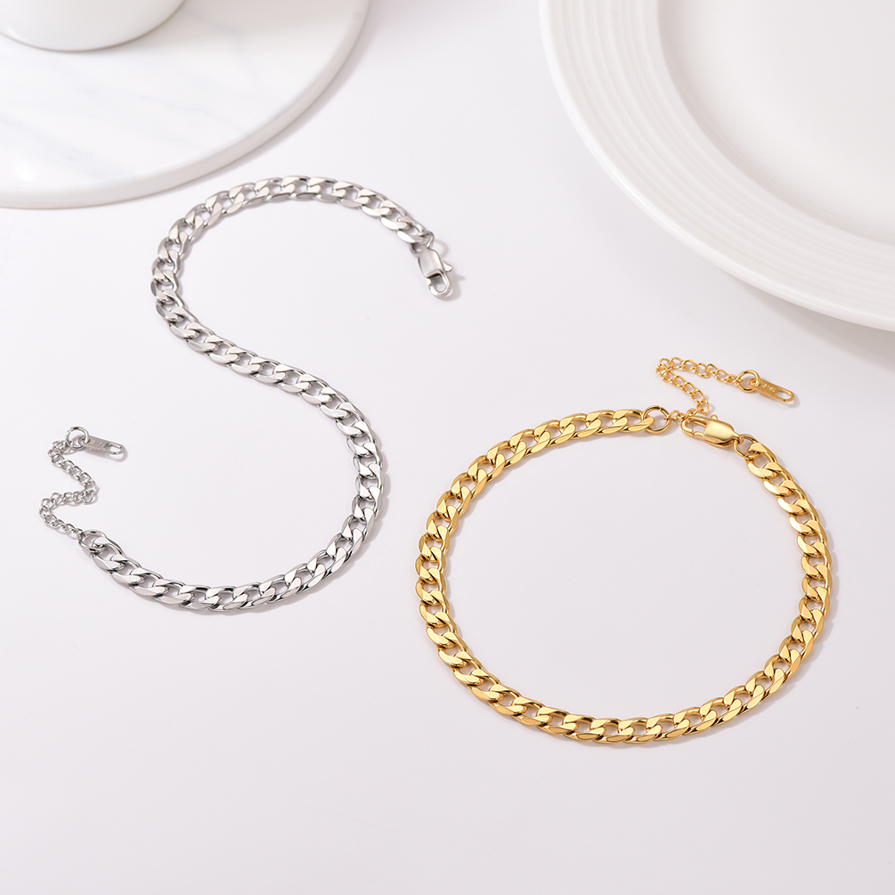 6mm Stainless Steel Cuban Chain Anklet in Different Colors-02