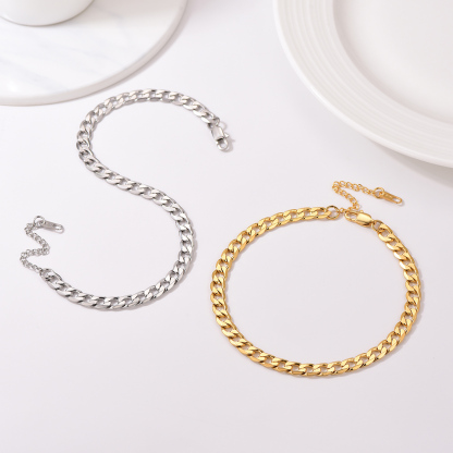 6mm Stainless Steel Cuban Chain Anklet in Different Colors-02